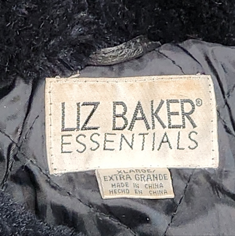 Liz Baker Essentials Mid-Length Black Leather Coat With Hood.  XL - Picture 9 of 9